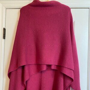 Alpaca Ruana  from Peru - Fuchsia Color - EUC